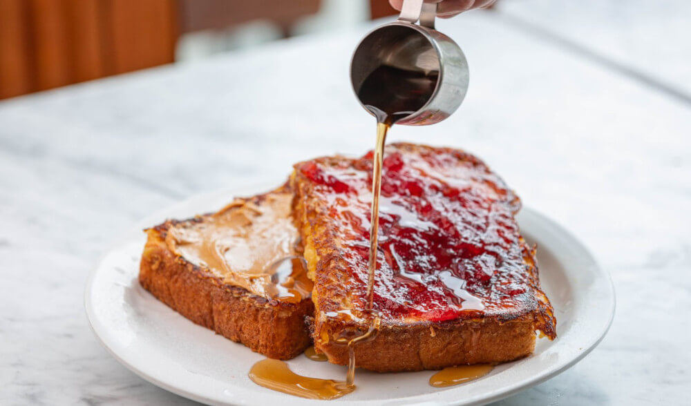 French Toast with Jam & Maple Syrup Moose Coffee